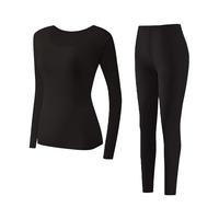 氧心（YANGXIN）2024保暖套装男女修身高弹贴身保暖衣秋冬打底秋衣秋裤 黑色【女款】 XXL