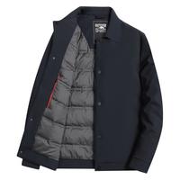 雪中飞 SNOWFLYING冬男士短款鹅绒衬衫领羽绒服商务休闲正式黑色暖
