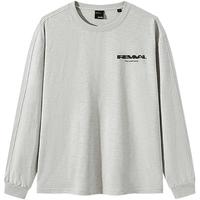 GXG男装 花纱透气长袖T恤简约通勤上衣男士宽松内搭 2025春季 浅灰色 2XL