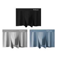 猫人男士内裤男纯棉10A抗菌裆四角裤舒适透气大码平角裤 黑色+浅灰+灰蓝 3条 2XL (120-140斤)