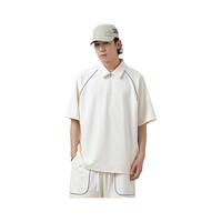 DESSO唐狮集团夏季美式五分袖POLO衫男潮牌纯色半拉链翻领短袖 MYT23-Y25-杏色 XL