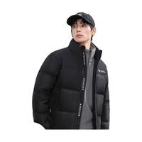 雅鹿羽绒服男短款2024秋冬季户外休闲面包服时尚拼接加厚保暖外套 黑色 190/3XL