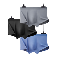 Langsha 浪莎 男士内裤男莫代尔无痕平角裤透气中腰四角短裤3条装