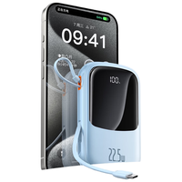 倍思 iPhone15自带线充电宝20000毫安时Type-C线22.5W超级快充小巧便携移动电源适用华为苹果小米手机  「手提式自带线」⭐15快充/蓝