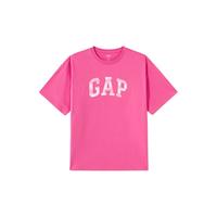 Gap 盖璞 女士纯棉亲肤果冻印花logo短袖T恤宽松上衣 465273 粉红色 XS