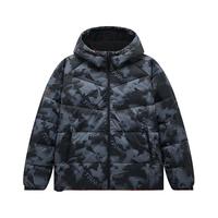 XTEP 特步 男子23年冬季满印防风保暖连帽羽绒服977429190394 正黑色 S