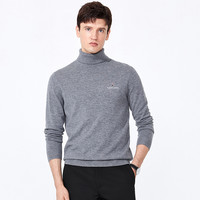 Navigare意大利小帆船圆领羊毛衫男100纯羊毛冬季毛衣休闲针织衫 中灰（高领） S