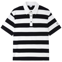 MISS SIXTY2024春季新款T恤女Polo领条纹宽松长款落肩休闲运动风 白/黑