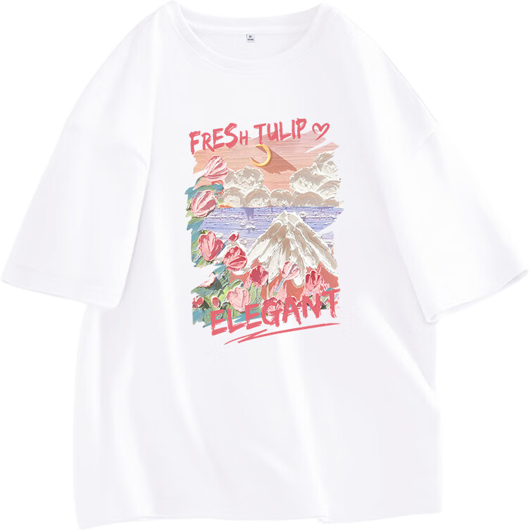 白/油画山峰花