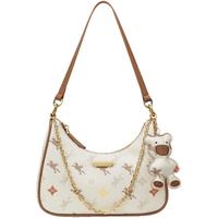 纽芝兰NUCELLE包包女包单肩包女时尚百搭斜挎包高级感老花腋下包 052彩棕色