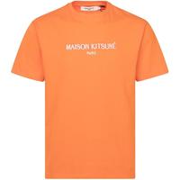 MAISON KITSUNE 春夏季橙色棉质经典字母logo印花男士短袖T恤