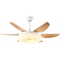 明灯汇52寸风扇灯餐厅吊扇灯家用客厅灯扇一体吊扇高亮度吊顶带风扇吊灯 52-670A白色云朵罩-白色叶+遥控