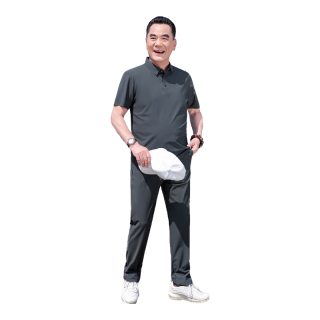 宝财羊 父亲节爸爸套装夏季短袖t恤男冰丝凉感polo运动中老年人衣服 180（135-150斤） 灰色