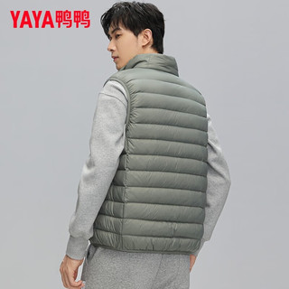 鸭鸭（YAYA）羽绒马甲男2025秋冬无袖坎肩保暖压胶轻薄羽绒服男背心外套 潜水绿 2XL