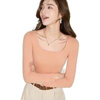 Carey Kay德绒发热保暖内衣女士秋冬加绒肌底衣内搭抗寒保暖打底衫上衣秋衣 肉桃粉 L (165) 【身高160-165】