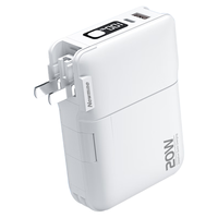 纽曼（Newmine） 充电宝自带线20W超级快充10000毫安时大容量带插头充电器便携随身有线移动电源 白 白色