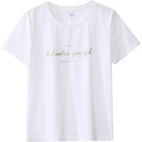 欧莎（OSA）白色字母短袖t恤女夏装2025年设计感小众衣服短款体恤上衣 黑色 S