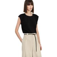 丽丽 LILY夏女装设计感时尚休闲通勤款美式复古短款无袖T恤女 510黑 XL