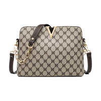 喵小姐 新品 时尚女包2021秋冬新款单肩包女休闲百搭印花包女斜挎包大容量小方包质感潮流手提包 浅咖色