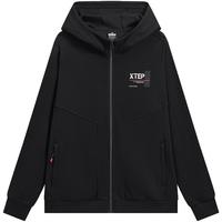 XTEP 特步 针织连帽外套2024年春季跑步运动上衣976129940363 正黑色 XL