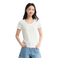 森马（Semir）短袖T恤女修身正肩凉感圆领上衣24夏109324100001 【U领】本白10102 M