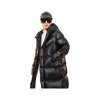 高梵何超莲同款黑金鹅绒服先锋4.0六格2024新款男款中长款羽绒服 黑色 XL