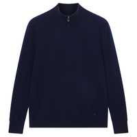 鄂尔多斯1980秋冬纯羊绒半高领虚提简约上衣男修身羊绒衫 藏蓝-25 2XL 185/104A