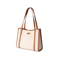 NAUTICA诺帝卡女士托特包高级感简约手提包大容量通勤时尚单肩包 米白配棕色 S