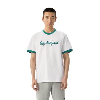 Gap 男女装夏季款纯棉撞色印花logo短袖T恤多色上衣729119 绿色 M (170/92A) 亚洲尺码