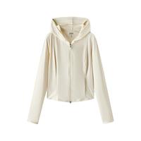 森马（Semir）防晒外套|外套女短款凉感吸湿速干2025夏季连帽夹克109325108002 奶白10536 M 修身版拍大一码