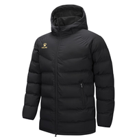 卡尔美(KELME)儿童连帽棉服出征系列运动加厚棉衣冬训中长款外套 黑色 120