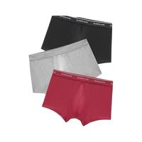佐丹奴三条装品牌宽橡筋腰针织弹力棉平角内裤18174001 05黑/中花灰/红 L