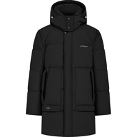雪中飞 SNOWFLYING男士中长款羽绒服2024字母印花连帽时尚保暖外套 宝石黑 XL