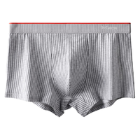 猫人(MiiOW)3条装男士内裤95%精梳棉抗菌平角裤中腰条纹四角短裤头男式裤衩 浅灰+深灰+藏青 XXL(120-140斤)