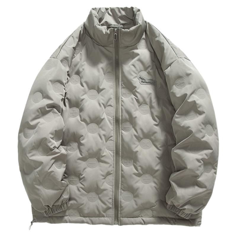 DPX潮牌冬季轻薄立领压花羽绒服男纯色百搭保暖宽松休闲外套