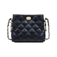 波斯丹顿单肩斜挎包女轻奢菱格链条包百搭单肩小方包 黑色