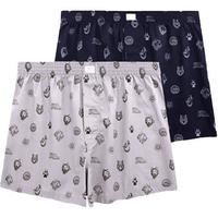 七匹狼男士内裤男平角阿罗裤纯棉宽松夏季薄款短裤2条装 07159 藏青+浅灰 XXXL 3XL(腰围2.8-2.9尺/160-180斤)