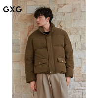 GXG 男装 棕咖色灯芯绒肌理立领棉服休闲夹克外套 25年冬季