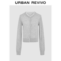 UR2025秋季女装休闲撞色拼接领口纽扣针织开衫UYY950080+ 冷灰 S