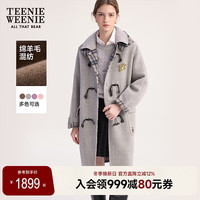 Teenie Weenie【含绵羊毛】小熊女装双面呢毛呢外套25秋牛角扣大衣