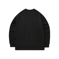 匹克运动加绒卫衣男冬宽松简约logo上衣保暖长袖套头衫 黑色 XL/180