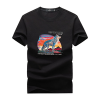 七匹狼短袖T恤男士凉感冰爽狼文化印花圆领半袖上衣男装打底衫 175/XL 2920黑色