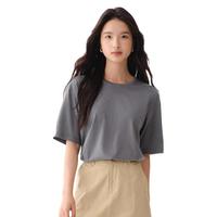 25年夏季女装纯棉舒适休闲圆领短袖T恤女简约纯色基础打底衫女