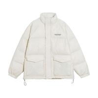 加厚保暖防寒工装口袋字母纯色立领宽松加绒加厚羽绒服 款