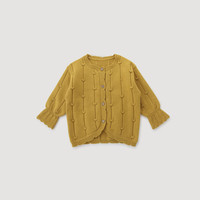 巴厘小猪(BALIPIG)【暖芯纱】女童针织衫春秋季女宝宝外搭开衫毛衣 芥黄 130 cm