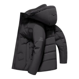雪中飞 SNOWFLYING 羽绒服男冬季短款时尚休闲连帽保暖防寒外套 黑色 180/96A