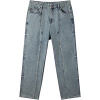 GXG男装 2024年秋季GXG拼接水洗宽松直筒牛仔裤休闲长裤男 浅蓝色 180/XL