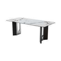 德利丰岩板餐桌椅子全套高端轻奢简约家用饭桌加厚全托2米长方形 北极冰川（天鹅绒面） 1.4m 单餐桌