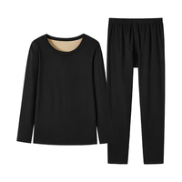 都市丽人保暖内衣衣女套装圆领纯色打底套装2W31A9/4W31A6 黑色-男款 2XL