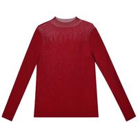 爱慕轻盈针织保暖内衣女秋冬红色羊毛透视小高领长袖上衣AM72A222